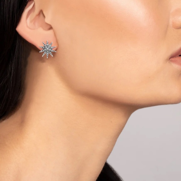 NWT Designer Lulu Frost Electra Silver Crystal Celestial Starburst Studs - Picture 2 of 6